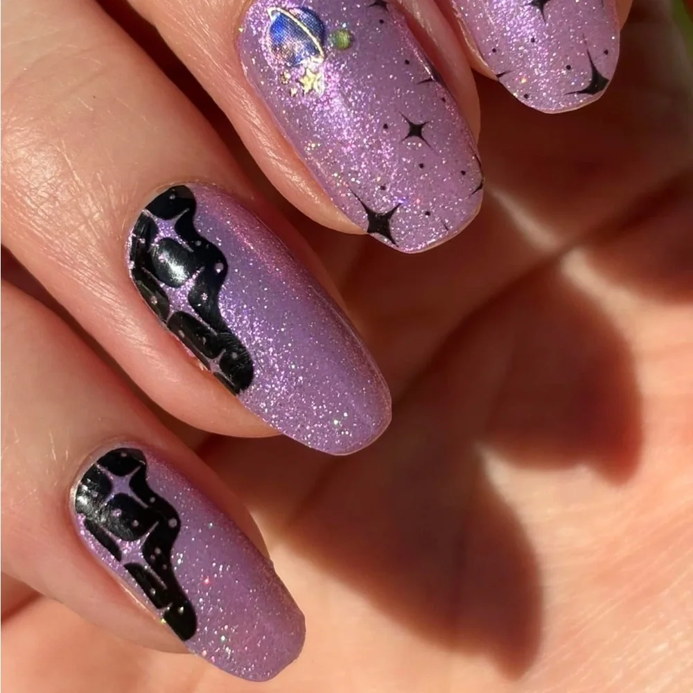 *Exclusive* Color Street: Rave Wave | Stars Wavy Clear Overlay Black Festival